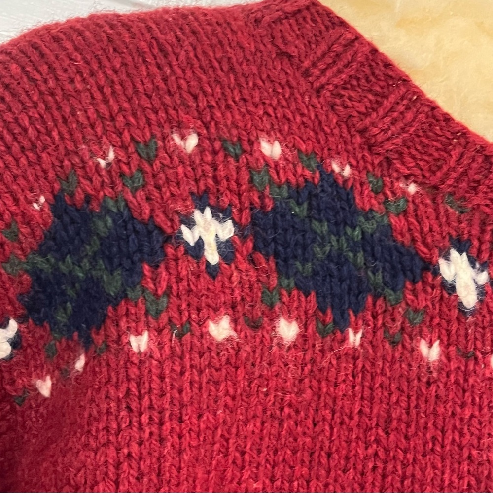 Woolrich 100% Wool Vintage Sweater Dog- Puppy Boot Size Medium- 2 sided design - Picture 6 of 17